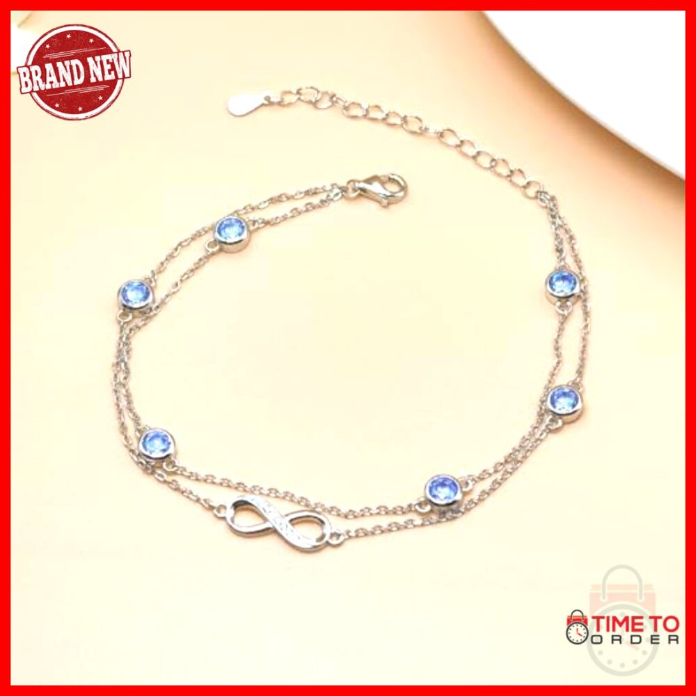 Sterling Silver Adjustable Infinity Anklet Births… - image 4